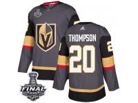 Men's Adidas Vegas Golden Knights #20 Paul Thompson Gray Home Authentic 2018 Stanley Cup Final NHL Jersey