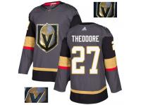Men's Adidas Vegas Golden Knights #27 Shea Theodore Gray Authentic Fashion Gold NHL Jersey