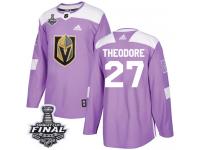 Men's Adidas Vegas Golden Knights #27 Shea Theodore Purple Authentic Fights Cancer Practice 2018 Stanley Cup Final NHL Jersey