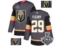 Men's Adidas Vegas Golden Knights #29 Marc-Andre Fleury Gray Authentic Fashion Gold 2018 Stanley Cup Final NHL Jersey