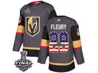 Men's Adidas Vegas Golden Knights #29 Marc-Andre Fleury Gray Authentic USA Flag Fashion 2018 Stanley Cup Final NHL Jersey