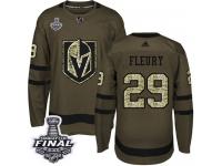 Men's Adidas Vegas Golden Knights #29 Marc-Andre Fleury Green Authentic Salute to Service 2018 Stanley Cup Final NHL Jersey
