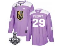 Men's Adidas Vegas Golden Knights #29 Marc-Andre Fleury Purple Authentic Fights Cancer Practice 2018 Stanley Cup Final NHL Jersey