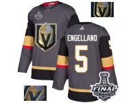 Men's Adidas Vegas Golden Knights #5 Deryk Engelland Gray Authentic Fashion Gold 2018 Stanley Cup Final NHL Jersey