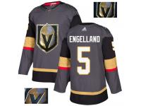 Men's Adidas Vegas Golden Knights #5 Deryk Engelland Gray Authentic Fashion Gold NHL Jersey
