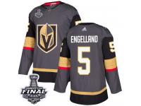 Men's Adidas Vegas Golden Knights #5 Deryk Engelland Gray Home Authentic 2018 Stanley Cup Final NHL Jersey