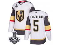 Men's Adidas Vegas Golden Knights #5 Deryk Engelland White Away Authentic 2018 Stanley Cup Final NHL Jersey