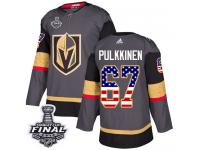 Men's Adidas Vegas Golden Knights #67 Teemu Pulkkinen Gray Authentic USA Flag Fashion 2018 Stanley Cup Final NHL Jersey