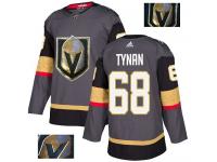 Men's Adidas Vegas Golden Knights #68 T.J. Tynan Gray Authentic Fashion Gold NHL Jersey