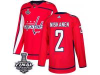 Men's Adidas Washington Capitals #2 Matt Niskanen Red Home Premier 2018 Stanley Cup Final NHL Jersey