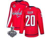 Men's Adidas Washington Capitals #20 Lars Eller Red Home Premier 2018 Stanley Cup Final NHL Jersey