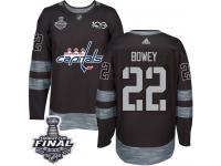 Men's Adidas Washington Capitals #22 Madison Bowey Black Authentic 2018 Stanley Cup Final 1917-2017 100th Anniversary NHL Jersey