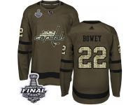 Men's Adidas Washington Capitals #22 Madison Bowey Green Authentic Salute to Service 2018 Stanley Cup Final NHL Jersey
