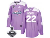 Men's Adidas Washington Capitals #22 Madison Bowey Purple Authentic Fights Cancer Practice 2018 Stanley Cup Final NHL Jersey