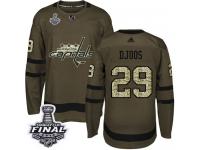 Men's Adidas Washington Capitals #29 Christian Djoos Green Authentic Salute to Service 2018 Stanley Cup Final NHL Jersey