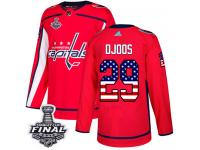 Men's Adidas Washington Capitals #29 Christian Djoos Red Authentic USA Flag Fashion 2018 Stanley Cup Final NHL Jersey
