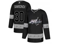 Men's Adidas Washington Capitals #30 Ilya Samsonov Black Authentic Team Logo Fashion NHL Jersey