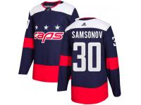 Men's Adidas Washington Capitals #30 Ilya Samsonov Navy Blue Authentic 2018 Stadium Series NHL Jersey