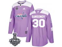 Men's Adidas Washington Capitals #30 Ilya Samsonov Purple Authentic Fights Cancer Practice 2018 Stanley Cup Final NHL Jersey