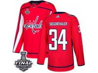 Men's Adidas Washington Capitals #34 Jonas Siegenthaler Red Home Premier 2018 Stanley Cup Final NHL Jersey