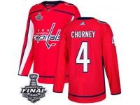 Men's Adidas Washington Capitals #4 Taylor Chorney Red Home Premier 2018 Stanley Cup Final NHL Jersey