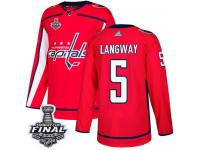 Men's Adidas Washington Capitals #5 Rod Langway Red Home Premier 2018 Stanley Cup Final NHL Jersey