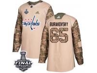 Men's Adidas Washington Capitals #65 Andre Burakovsky Camo Authentic Veterans Day Practice 2018 Stanley Cup Final NHL Jersey