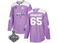 Men's Adidas Washington Capitals #65 Andre Burakovsky Purple Authentic Fights Cancer Practice 2018 Stanley Cup Final NHL Jersey