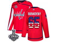 Men's Adidas Washington Capitals #65 Andre Burakovsky Red Authentic USA Flag Fashion 2018 Stanley Cup Final NHL Jersey