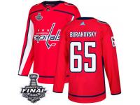 Men's Adidas Washington Capitals #65 Andre Burakovsky Red Home Authentic 2018 Stanley Cup Final NHL Jersey