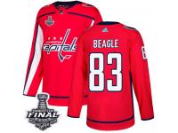 Men's Adidas Washington Capitals #83 Jay Beagle Red Home Premier 2018 Stanley Cup Final NHL Jersey