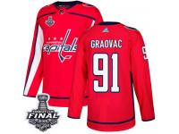 Men's Adidas Washington Capitals #91 Tyler Graovac Red Home Premier 2018 Stanley Cup Final NHL Jersey