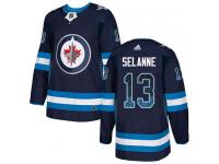Men's Adidas Winnipeg Jets #13 Teemu Selanne Navy Blue Authentic Drift Fashion NHL Jersey