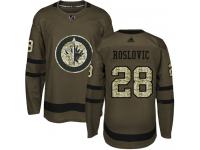 Men's Adidas Winnipeg Jets #28 Jack Roslovic Green Authentic Salute to Service NHL Jersey