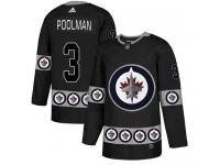 Men's Adidas Winnipeg Jets #3 Tucker Poolman Black Authentic Team Logo Fashion NHL Jersey
