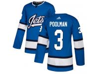 Men's Adidas Winnipeg Jets #3 Tucker Poolman Blue Alternate Authentic NHL Jersey