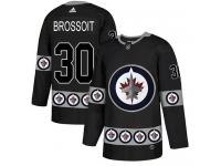 Men's Adidas Winnipeg Jets #30 Laurent Brossoit Black Authentic Team Logo Fashion NHL Jersey