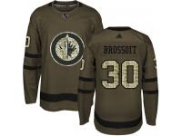 Men's Adidas Winnipeg Jets #30 Laurent Brossoit Green Authentic Salute to Service NHL Jersey