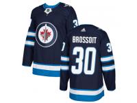 Men's Adidas Winnipeg Jets #30 Laurent Brossoit Navy Blue Home Authentic NHL Jersey