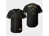 Men's Astros 2019 Black Golden Edition Josh Reddick Flex Base Stitched Jersey