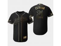 Men's Athletics 2019 Black Golden Edition Marco Estrada Flex Base Stitched Jersey