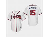 Men's Atlanta Braves #15 White Sean Newcomb Majestic Home Official 2019 Cool Base Jersey