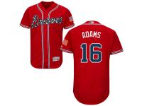 Men's Atlanta Braves #16 Lane Adams Majestic Alternate Scarlet Flex Base Authentic Collection Jersey