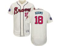 Men's Atlanta Braves #18 Matt Adams Majestic Alternate Cream 2017 Authentic Flex Base Jersey with Commemorative Patch