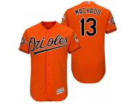 Men's Baltimore Orioles Manny Machado #13 Orange On-Field 25th Anniversary Patch Flex Base Jersey