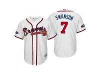 Men's Braves 2018 Postseason Home White Dansby Swanson Cool Base Jersey