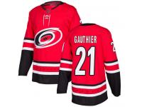 Men's Carolina Hurricanes #21 Julien Gauthier Red Home Authentic Hockey Jersey