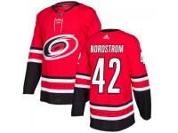 Men's Carolina Hurricanes #42 Joakim Nordstrom adidas Red Authentic Jersey