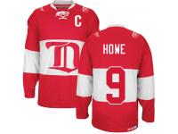 Men's CCM Detroit Red Wings #9 Gordie Howe Authentic Red Winter Classic Throwback NHL Jersey
