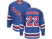 Men's CCM New York Rangers #22 Mike Gartner Royal Blue Authentic Heroes of Hockey Alumni Throwback NHL Jersey